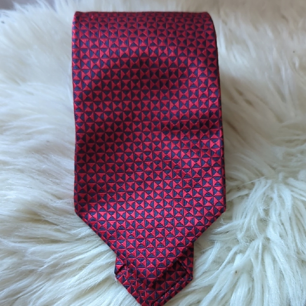 BVLGARI Red Geometric Tie